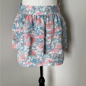 Kimchi Blue Floral Tiered Ruffle Mini Skirt - Pink and Blue